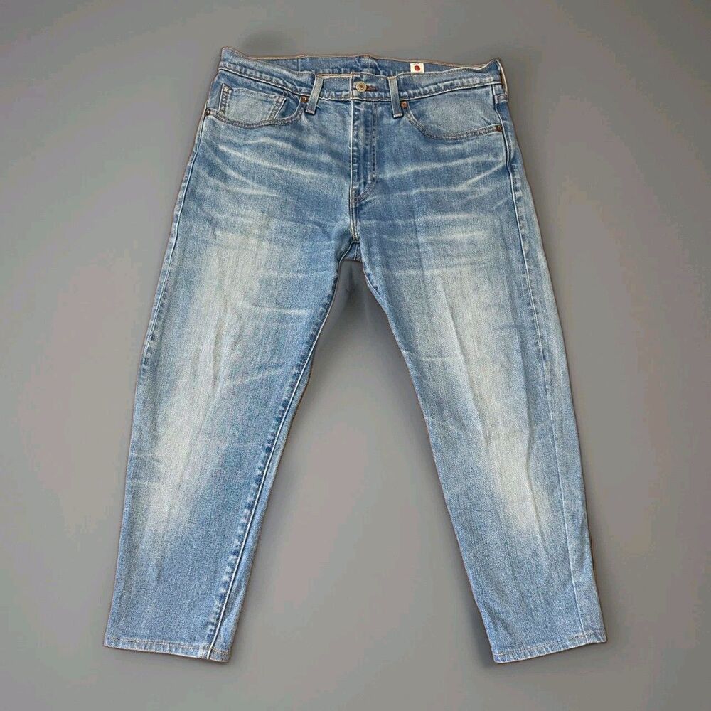 Levi's Made In Japan 502 Taper Jeans Mens 34x24 Light Wash Selvedge Cropped MIJ